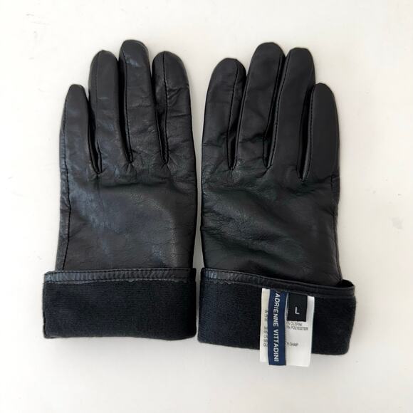 Adrienne Vittadini Leather Gloves Black L Women's - Picture 5 of 7